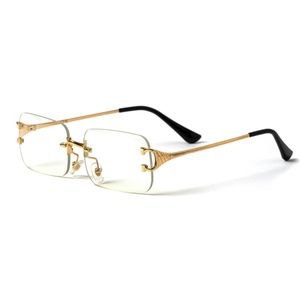 Clear Lens Rectangle Luxury Fashion 90's Retro Women Gold Frame Men Glasses